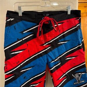Shred Till You're Dead Shorts Mens 32 Blue Red Skater Board Surf - NWOT